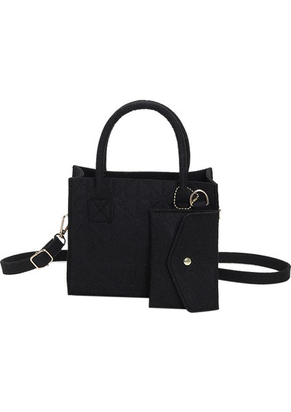 Turuncu 2023 Yeni Kadın Moda Çanta 2 Parça Set Retro Düz Renk Keçe Crossbody Omuzdan Askili Çanta Rahat Kadın Çanta (Yurt Dışından) modelleri