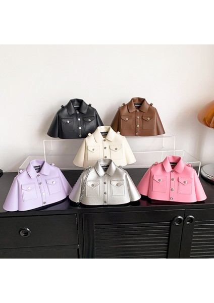 Siyah Yeni Moda 2023 Kadın Alışveriş Gömlek Şekli Uzun Zincir Crossbody Çanta ve Çanta Bayan Pu Deri Küçük Mini Tote Çanta (Yurt Dışından)