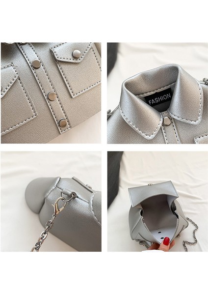 Siyah Yeni Moda 2023 Kadın Alışveriş Gömlek Şekli Uzun Zincir Crossbody Çanta ve Çanta Bayan Pu Deri Küçük Mini Tote Çanta (Yurt Dışından)