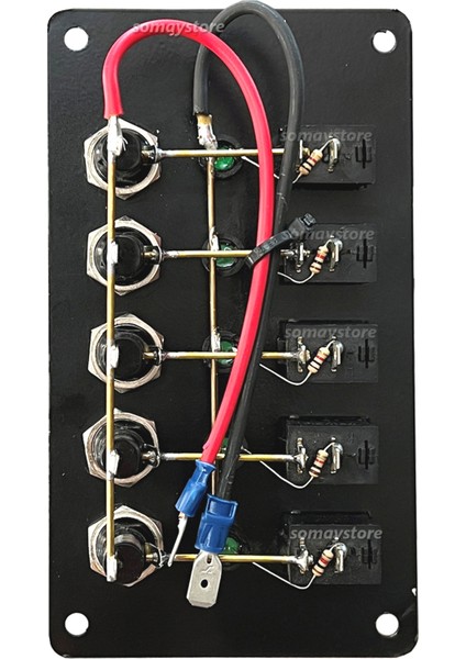 Tekne Switch Panel 5 Anahtarlı Dikey 12-24v Kontrol Paneli