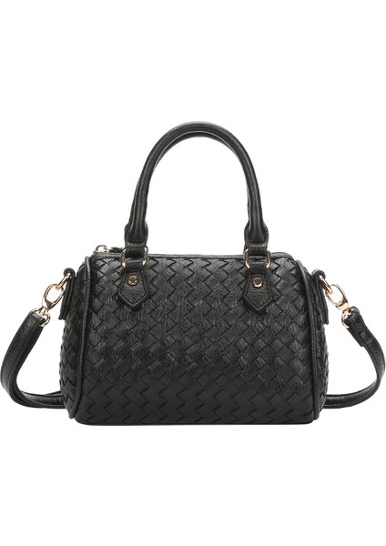 144-2#SIYAH Moda ve Çok Yönlü Büyük Kapasiteli Örgülü Kadın Çantası Tek Omuz Crossbody Çanta (Yurt Dışından)