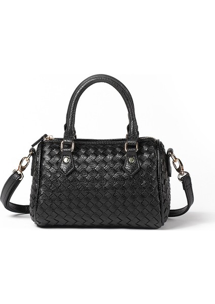 144-2#SIYAH Moda ve Çok Yönlü Büyük Kapasiteli Örgülü Kadın Çantası Tek Omuz Crossbody Çanta (Yurt Dışından) modelleri