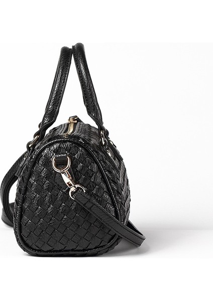 144-2#SIYAH Moda ve Çok Yönlü Büyük Kapasiteli Örgülü Kadın Çantası Tek Omuz Crossbody Çanta (Yurt Dışından) fırsatları