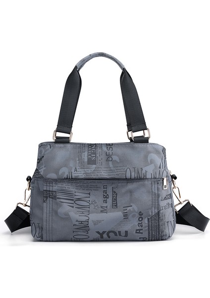 Desen Gri Mavi Kadın Omuz Çantası, Mini Hobo Tote Çanta Su Geçirmez Moda Çanta Kadın Çanta (Yurt Dışından)