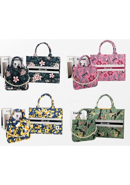 Stil 4 Yeni Trendy Tuval Yüksek Kaliteli Işlemeli Lüks Özel Kadın Çanta Lüks Marka Bayanlar Kitap Tote El Çantaları (Yurt Dışından) fırsatları