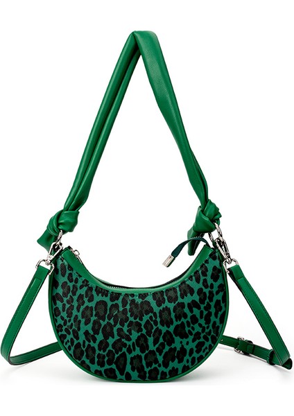 Yeşil 2023 Sıcak Satış Küçük Yarım Ay Leopar Baskı Kadın Omuzdan Askili Çanta Özel Logo Moda Kadın Çantası Omuz Çantaları Bayan Için (Yurt Dışından)
