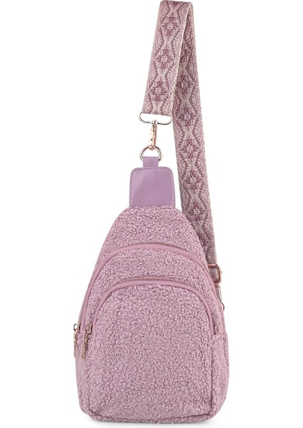 Mor Yeni Moda Kadın Crossbody Çanta 2023 Sonbahar Peluş Göğüs Çanta Bayan Fermuarlı Cebi DMA92418 (Yurt Dışından)