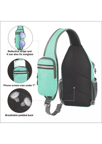 Mavi Caldivo Moda Su Geçirmez Crossbody Sling Sırt Çantası Moda Omuz Göğüs Çantası Kulaklık Deliği ile Kadın Erkek Konu Polyester Zip (Yurt Dışından) modelleri