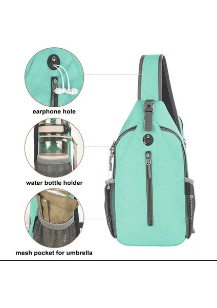 Mavi Caldivo Moda Su Geçirmez Crossbody Sling Sırt Çantası Moda Omuz Göğüs Çantası Kulaklık Deliği ile Kadın Erkek Konu Polyester Zip (Yurt Dışından) indirimleri