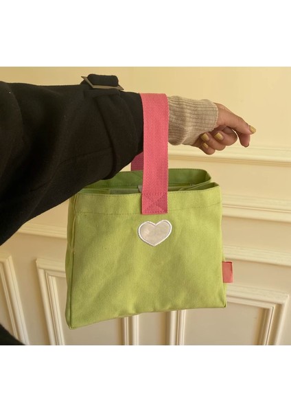 Açık Yeşil Yeni Moda Kova Bayanlar Seyahat Kanvas Çanta Sevimli Mini Messenger Omuz Çantası Karikatür Çanta Crossbody Kadın Küçük Tote Çanta (Yurt Dışından) modelleri