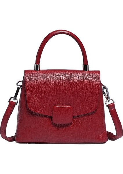 Kırmızı Özel Deri Bayan Omuz Crossbody Çanta Basit Küçük Tote Çanta Moda Vintage Kare Çanta Kadınlar Için (Yurt Dışından)