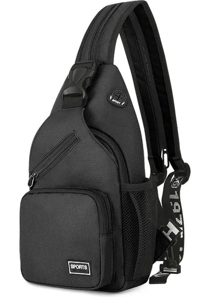 Siyah 2023 Yeni Spor Sırt Çantası Moda Omuz Crossbody Çanta Su Geçirmez Erkek Kadın Göğüs Çantası (Yurt Dışından)