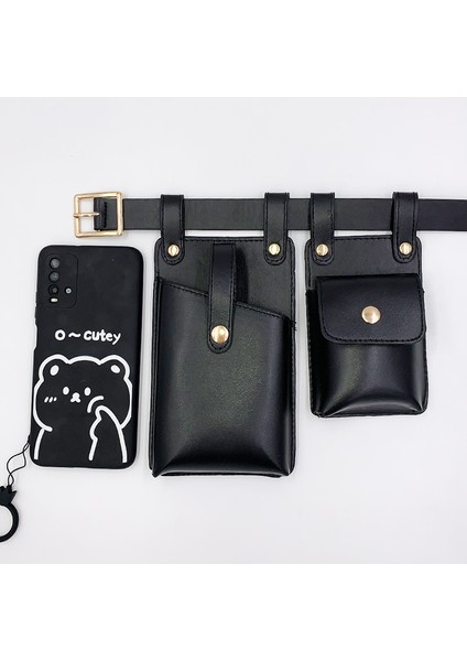 Siyah Iki Parçalı Moda Bel Çantası Kadınlar Için 2023 Yeni Scooter Punk Cep Telefonu Bel Çantası (Yurt Dışından) indirimleri