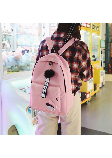 3 Kadın Kanvas Sırt Çantası 2023 Basit Küçük Lise Çantası (Yurt Dışından)