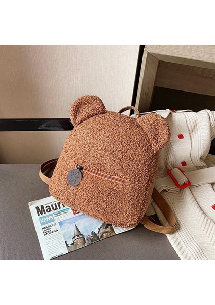 004 Peluş Ayı Sırt Çantaları Özel Ad Taşınabilir Çocuk Okul Seyahat Alışveriş Sırt Çantaları Kadın Sevimli Ayı Şekilli Omuz Çantası (Yurt Dışından)