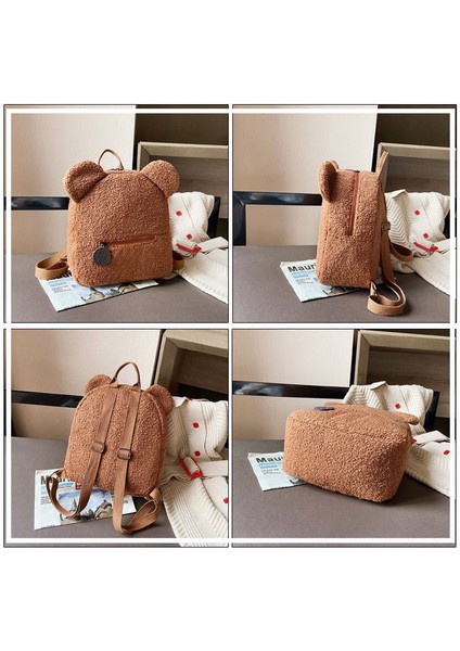 004 Peluş Ayı Sırt Çantaları Özel Ad Taşınabilir Çocuk Okul Seyahat Alışveriş Sırt Çantaları Kadın Sevimli Ayı Şekilli Omuz Çantası (Yurt Dışından) modelleri