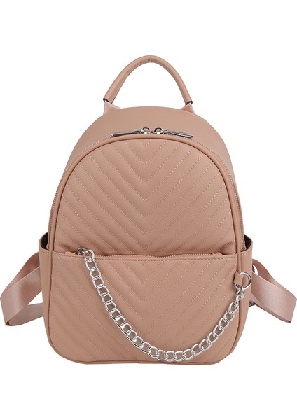 Pembe Mipurela Mochila Yeni Varış Büyük Kapasiteli Sırt Çantası Zincir Dekorasyon Kadınlar Için Pu Deri Sırt Çantaları (Yurt Dışından)