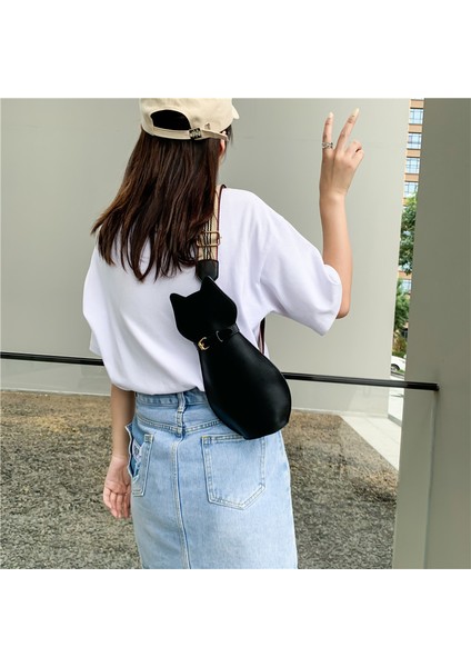 Gri 16*30*4 cm Jowyar Karikatür Kedi Şekli Kadın Küçük Crossbody Çanta Çanta Moda Çanta Yaz Seyahat Çantası Kadın (Yurt Dışından) indirimleri