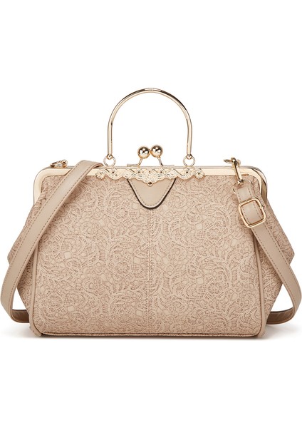 Haki Klasik Hollow Kabartmalı Pu Deri Messenger Çanta Çanta Vintage Kadın Akşam Debriyaj Satchel Çanta Tote (Yurt Dışından)