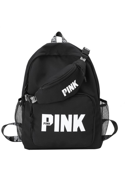 Siyah Yeni Rahat Unisex Sırt Çantası Çok Fonksiyonlu Su Geçirmez Oxford Schoolbag Göğüs Çanta Seti Schoolbag Sırt Çantası (Yurt Dışından)