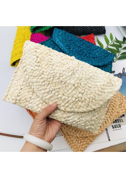 Birincil Renk El Yapımı Çantalar Saman Dokuma Kadın Çantalar ve Çantalar Yaz Plaj Bayanlar Hasır Çanta Debriyaj Çantalar Plaj Rattan Çantalar (Yurt Dışından)