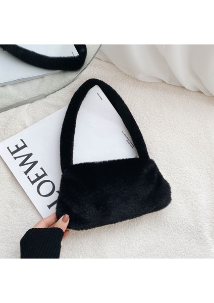 Sku 02 Retro Leopar Desen Baskı Sıcak Kürk Kadın Peluş Kadınlar Için Crossbody Çanta Kış Omuz Çantaları Çanta (Yurt Dışından)