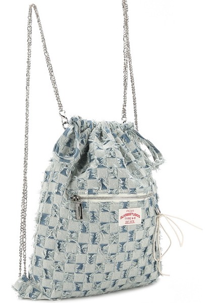 Denim Mavi Yeni Rahat Moda Denim Zincir Sling Sırt Çantası Kadınlar Için Tasarım Trendi Kızlar Yüksek Kalite Büyük Kapasiteli Kova Omuz Çantası (Yurt Dışından)