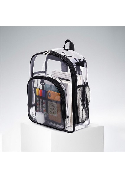 Siyah Set Hotsale Moda Temizle Ağır Sırt Çantaları Pvc Şeffaf Şeffaf Holografik Sırt Çantası 30L Erkekler ve Kadınlar Için Sırt Çantası (Yurt Dışından)