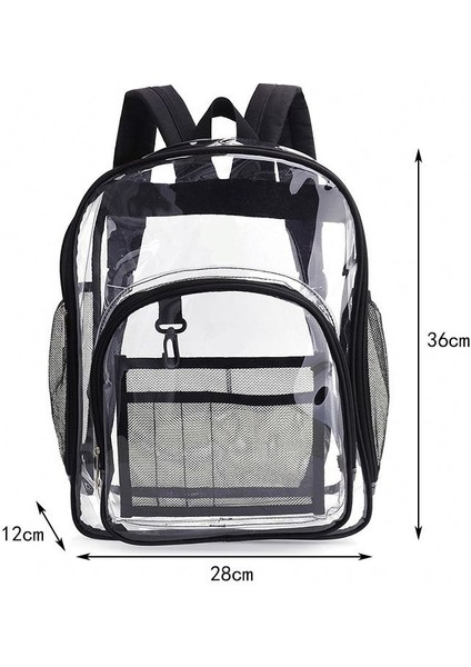 Siyah Set Hotsale Moda Temizle Ağır Sırt Çantaları Pvc Şeffaf Şeffaf Holografik Sırt Çantası 30L Erkekler ve Kadınlar Için Sırt Çantası (Yurt Dışından)