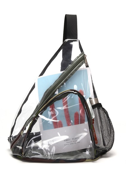 Yeşil Crossbody Omuz Askılı Sırt Çantası Şeffaf Sling Çanta Pvc Crossbody Omuz Sırt Çantası (Yurt Dışından)
