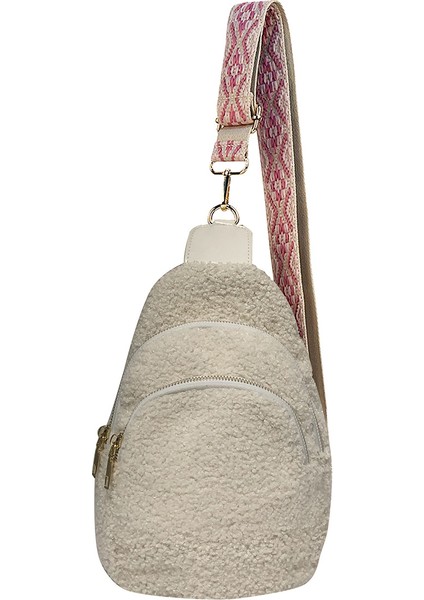 Bej Yeni Varış Kadın Kızlar Sherpa Göğüs Çanta Retro Moda Sonbahar Kış Açık Spor Rahat Kadınlar Için Crossbody Çanta (Yurt Dışından)