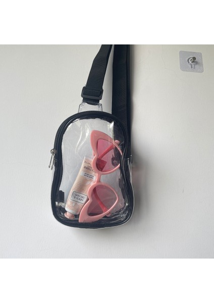 Siyah Kadın Şeffaf Göğüs Çantaları Stadyum Onaylı Şeffaf Pvc Crossbody Şeffaf Sling Omuz Çantası (Yurt Dışından) modelleri
