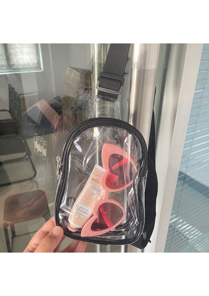 Siyah Kadın Şeffaf Göğüs Çantaları Stadyum Onaylı Şeffaf Pvc Crossbody Şeffaf Sling Omuz Çantası (Yurt Dışından) fırsatları