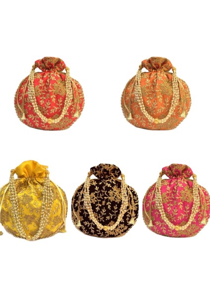 Sarı El Yapımı Kadın Işlemeli Debriyaj Çanta Potli Çanta Kılıfı Ipli Çanta Düğün Favor Misafirler Için Dönüş Hediyesi Hint Potluck (Yurt Dışından) fırsatları