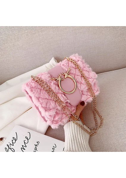 Siyah Yeni Moda Lüks Peluş Bayan Tote Debriyaj Çanta Bayanlar Omuz Crossbody Çanta Zinciri Kadın Çanta (Yurt Dışından) fiyatları