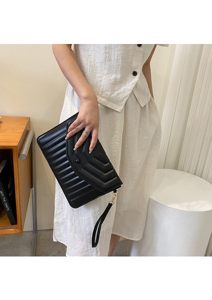 Yeşil Yeni Tasarımcı Çizgili Çanta ve Çantalar Moda Zarf Günü Manşonlar Katı Pu Deri Flap Kadın Çanta Telefon Cebi (Yurt Dışından) modelleri