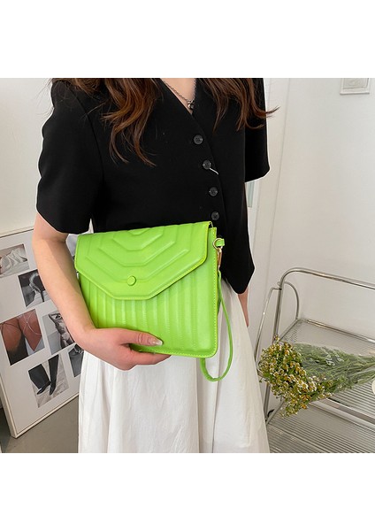 Yeşil Yeni Tasarımcı Çizgili Çanta ve Çantalar Moda Zarf Günü Manşonlar Katı Pu Deri Flap Kadın Çanta Telefon Cebi (Yurt Dışından) indirimleri