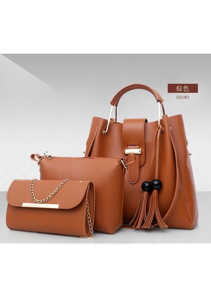 Renk 3 Üç Parçalı Takım Elbise Kadın Çanta Büyük Kapasiteli Çanta Bayanlar Lüks Omuz Crossbody Çanta Küçük Bozuk Para Cüzdanı Kaliteli Deri Kesesi (Yurt Dışından) fırsatları