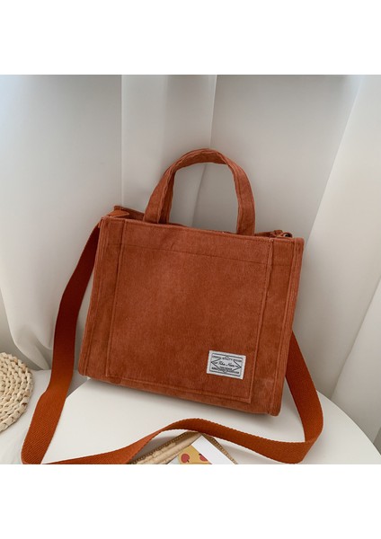 Kahverengi 2023 Yeni Kadife Kadın Çanta Kore Tarzı Öğrenci Büyük Kapasiteli Tek Omuz Crossbody Çanta (Yurt Dışından)