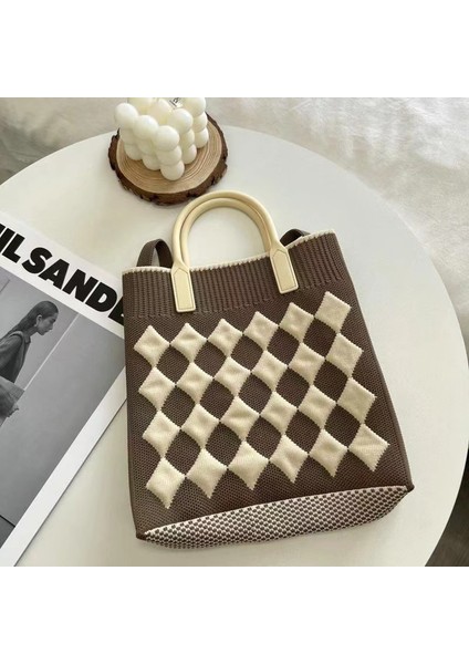 Elmas Lila Tasarım Renk Kontrast Dalgalanma Crossbody Mini Telefon Çantası Moda Çanta Örme Kadın Çantaları Öğle Yemeği Kutusu Basit Örgü Tote Çanta (Yurt Dışından)