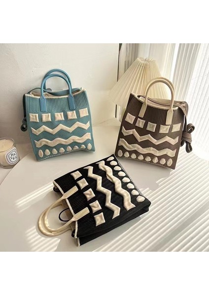 Elmas Lila Tasarım Renk Kontrast Dalgalanma Crossbody Mini Telefon Çantası Moda Çanta Örme Kadın Çantaları Öğle Yemeği Kutusu Basit Örgü Tote Çanta (Yurt Dışından)