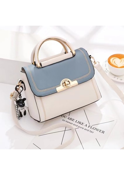 Mavi ve Beyaz Kore Versiyonu Popüler Kadın Bayan Çanta Yüksek Kaliteli Deri Klasik Moda Omuz Çantası (Yurt Dışından) fırsatları