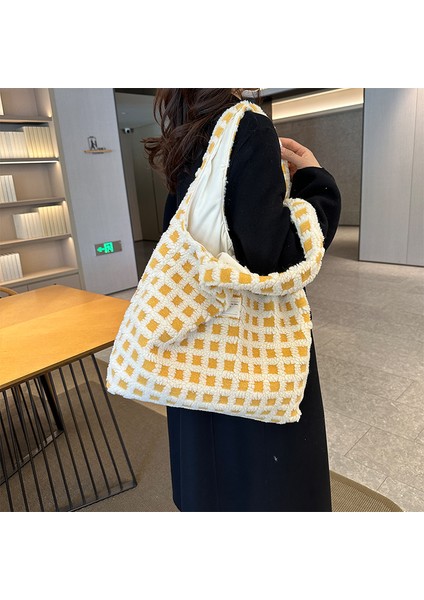 Kadın Çantası Renk 1 Yeni Moda Özel Kadın Büyük Kapasiteli Havlu Tote Çanta Rahat Peluş Yün Kabarık Omuz Çanta (Yurt Dışından) modelleri