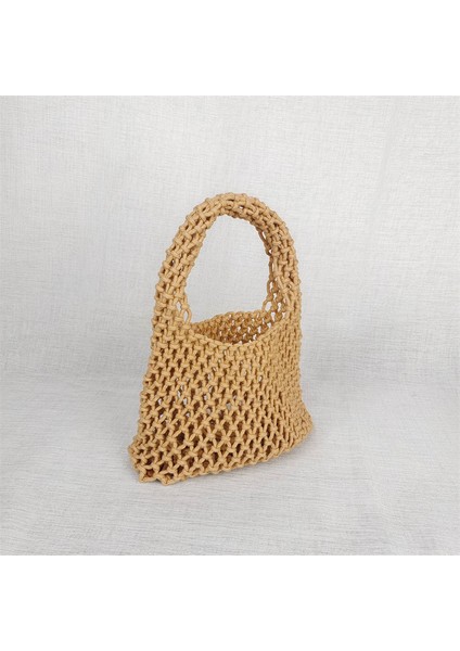 Haki 2023 Kadın Yeni Moda Oymak El Dokuma Pamuk Halat Çanta Kore Tarzı Sokak Tembel Şık Balık Ağı Çanta Kızlar Için (Yurt Dışından)