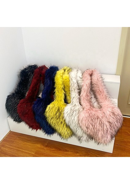 Sarı Kadın Yeni Stil Kürklü Aşk Çantası Büyük Kapasiteli Tek Omuz Crossbody Basit Moda Vizon Peluş Çanta (Yurt Dışından) fiyatları