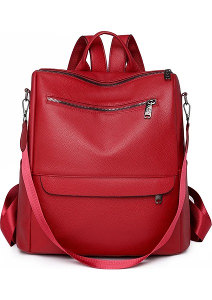 Kırmızı Retro Yumuşak Deri Sırt Çantası Kadın Çantalar Omuz Çantası Yüksek Kaliteli Gizli Sakli Konusmalar Kese Dos Tasarımcı Bayanlar Büyük Kapasiteli Mochilas (Yurt Dışından)