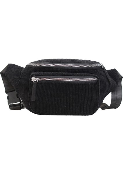 Siyah Kadın Rahat Sırt Çantası Spor Göğüs Çantası Crossbody Fanny Paketi Retro Kadife Sling Çanta (Yurt Dışından)