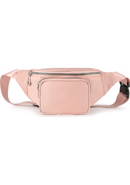 Pembe Basit ve Şık Kadın Crossbody Göğüs Çantası Çok Amaçlı Büyük Kapasiteli Cep Telefonu Bel Çantası (Yurt Dışından)