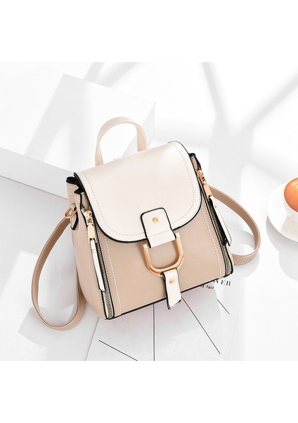 Beyaz Trendy Düz Renk Manyetik Toka Büyük Kapasiteli Okul Rahat Kadın Sırt Çantası Omuz Crossbody Çanta Akademik Tarzı (Yurt Dışından) fiyatları