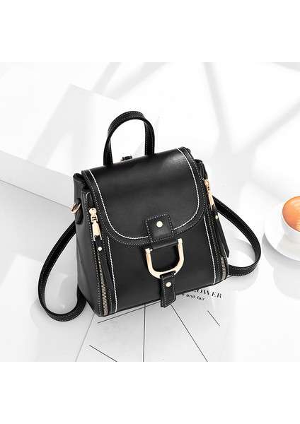 Beyaz Trendy Düz Renk Manyetik Toka Büyük Kapasiteli Okul Rahat Kadın Sırt Çantası Omuz Crossbody Çanta Akademik Tarzı (Yurt Dışından) modelleri
